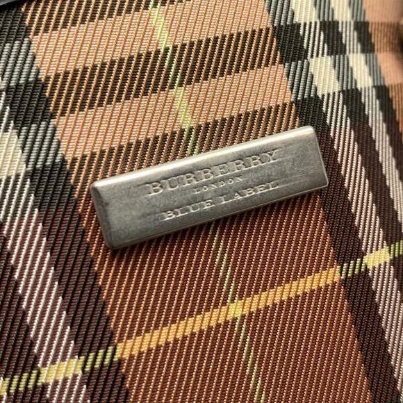 Burberry Blue Label Plaid Nylon Vertical Tote Bag Brown - Picture 6 of 10